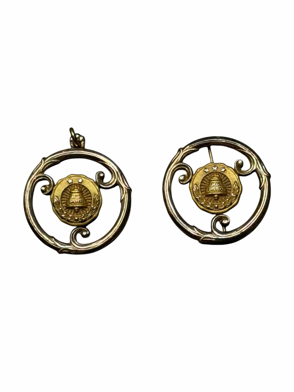 Vintage Bell System Employee Service Award Brooch & Pendant Set
